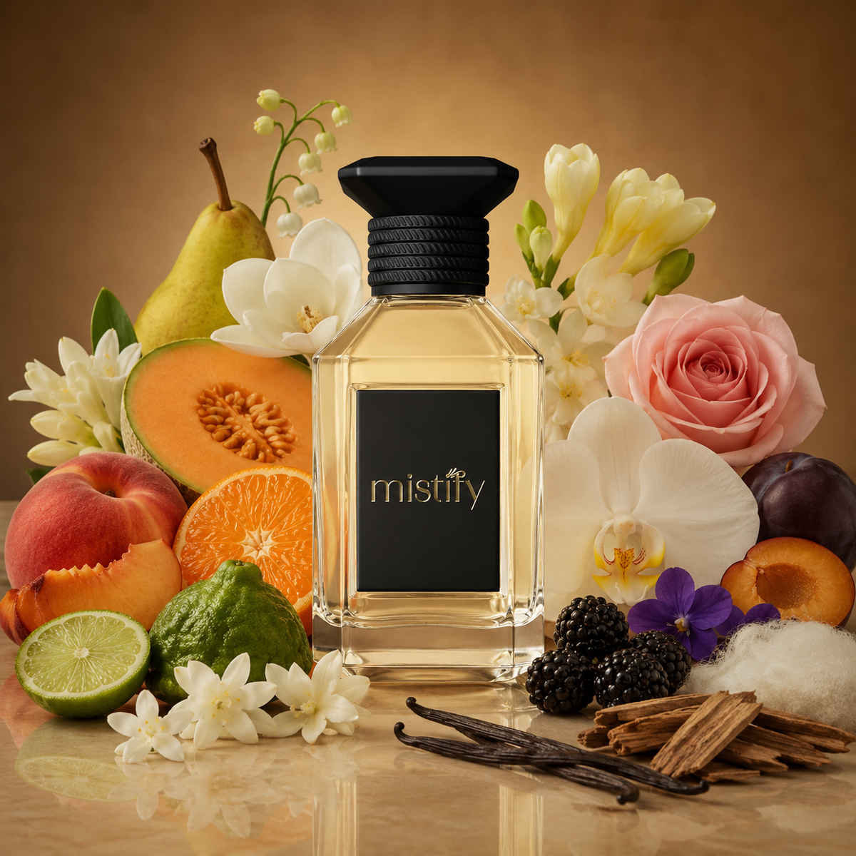 Elegant fragrance bottle of J’Adorée by Christian Dior, featuring a sleek design and floral accents in a luxurious display.