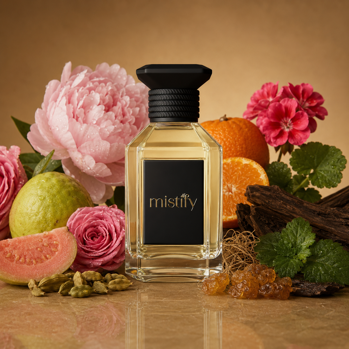 Black Guava Inspiration: Noir Guava by BORNTOSTANDOUT, showcasing a sleek, dark-colored bottle with elegant branding.