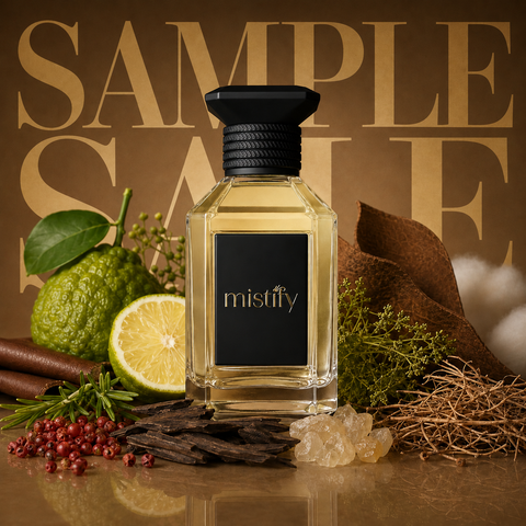 Designer niche houses 30ml one-piece sample sale extrait perfume bottle with elegant packaging and branding details.