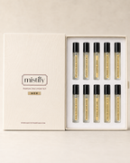 His and Hers Discovery Kit by Mistify Parfums featuring sample perfume vials and packaging for both men and women.