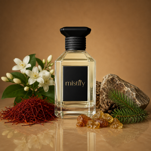 Elegant bottle of Baccarata 440 perfume by Inspired By Baccarat Rouge 540, featuring a sleek glass design with gold accents.