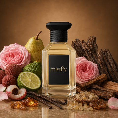 Deline Exclusive fragrance bottle by Inspired By: Delina Exclusif Parfums de Marly, elegant glass perfume bottle with decorative cap.
