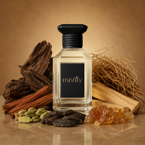 Woody Oud perfume bottle by Inspired By Oud Wood Tom Ford, featuring a sleek glass design and luxurious packaging.