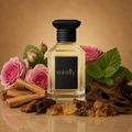 Bottle of Inspired By Oud Ispahan Rosé Ispahan fragrance by Christian Dior, featuring a sleek pink and gold perfume bottle.