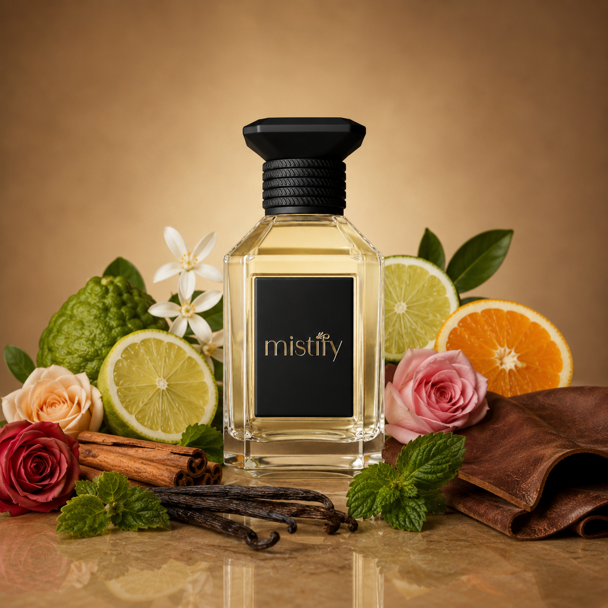 Inspired by Habit Rouge Privé by Guerlain, Rogue Privé perfume bottle with elegant design and gold accents.