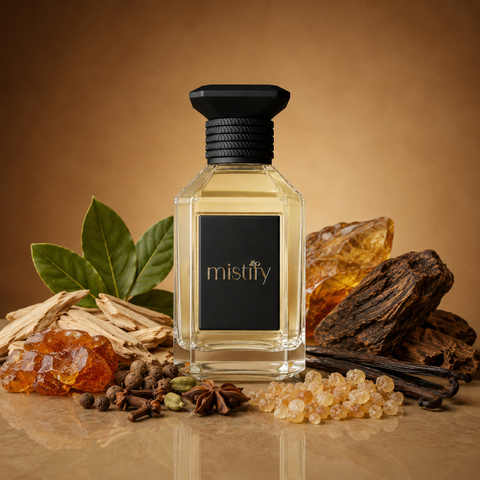Amber Essence perfume bottle from Inspired By Amber Oud by Kilian, featuring a luxurious amber-colored glass design.