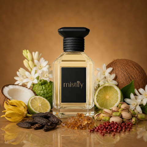 Inspired By Soleil Blanc by Tom Ford, Soleil Sun fragrance bottle with a sleek design and golden accents.