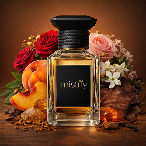 Close-up of a Tudor Rosé perfume bottle with a rose-inspired design by Burberry, showcasing elegant packaging and branding.